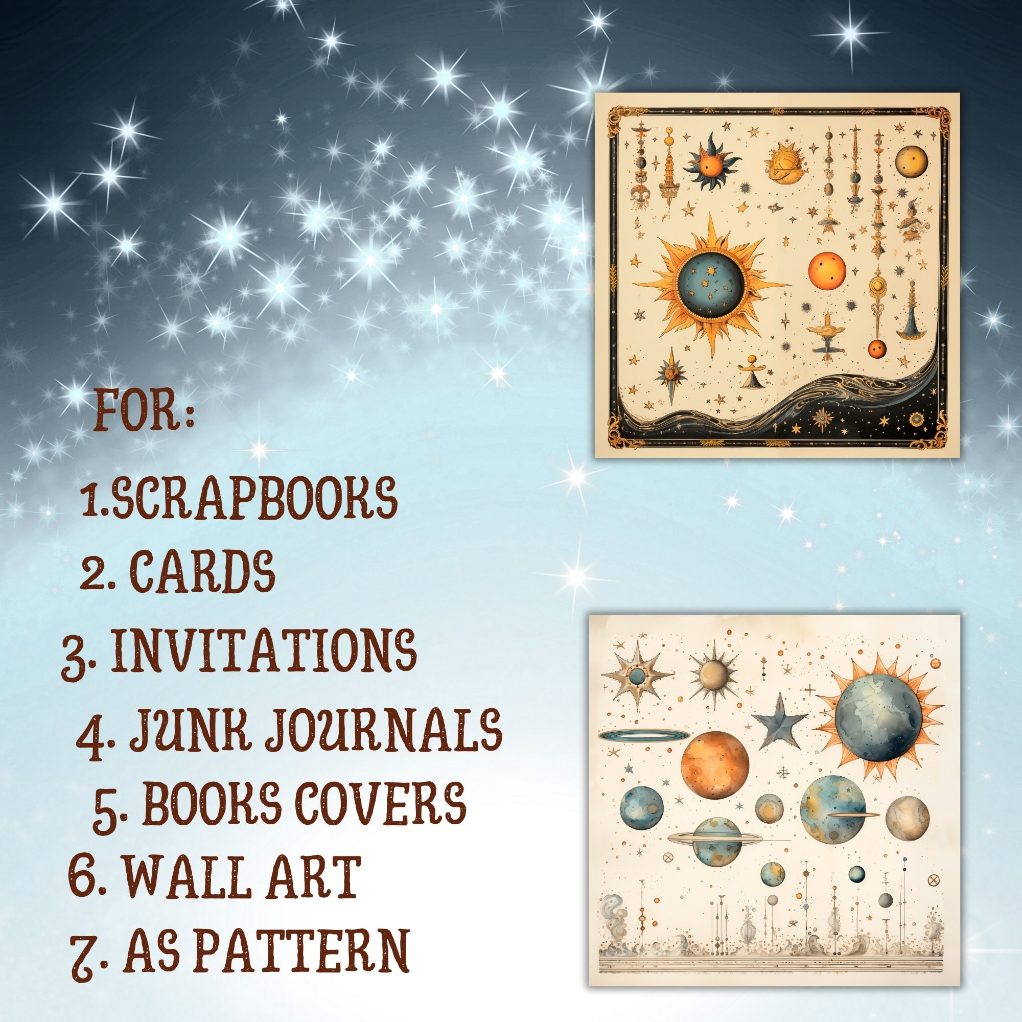 Mystical Universe Digital Paper,download Zodiac Printable Scrapbook ...