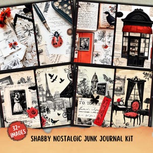 Shabby nostalgische Junk Journal Kit, Journal Hintergründe, Scrapbook printable, Vintage Grungy Papier, Collagesheet, Printable Kit