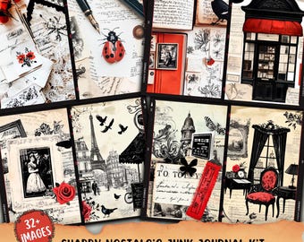 Kit de diario basura nostálgico y desgastado, fondos de diario en papel de contabilidad, imprimible para álbum de recortes, papel vintage sucio, hoja de collage, kit imprimible
