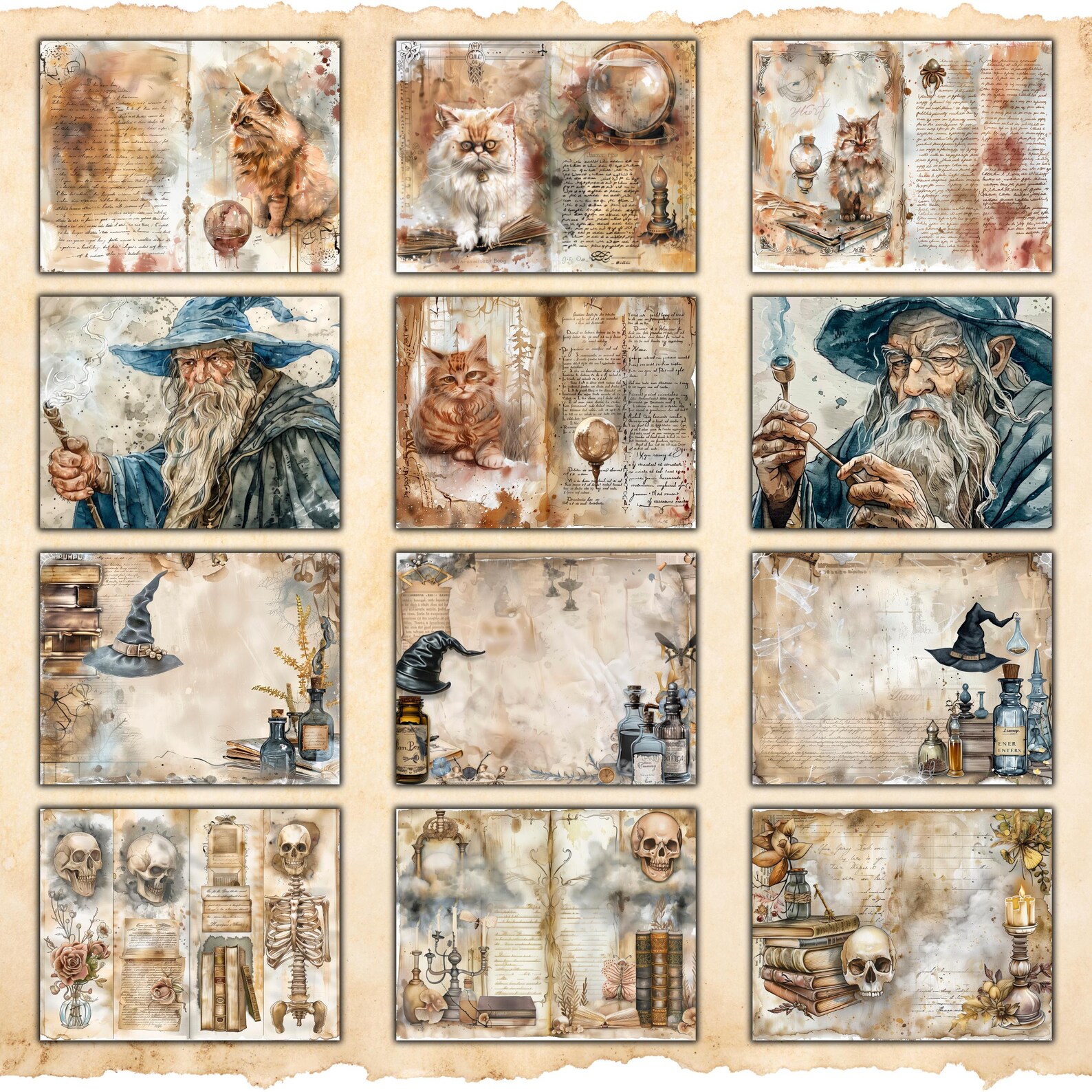 School of Magic Junk Journal Kit, Magic Junk Journal Kit, Wizard ...