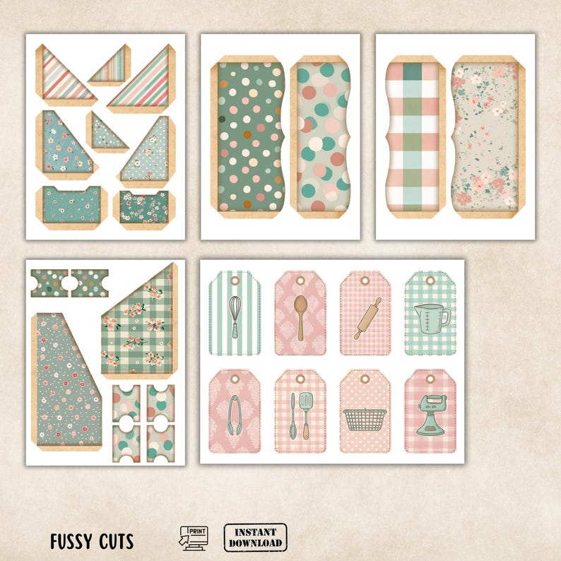Kitchen Junk Journal Folio Kit, Fussy Cut, Vintage Recipe Scrapbook ...