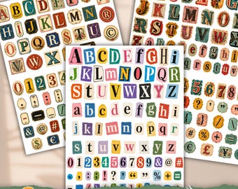 Mixed Media Alphabet Clipart, Vintage Cutout Letters, Scrapbook Supplies
