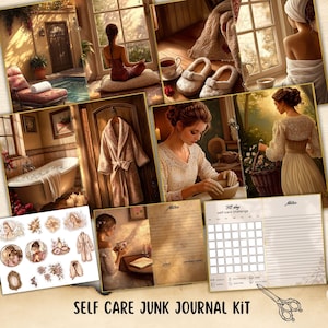 Cozy Me Time Junk Journal Kit, wählerischen Schnitt, Scrapbook, druckbare Planer, Scrapbook, Collage Ephemera, Shabby Chic