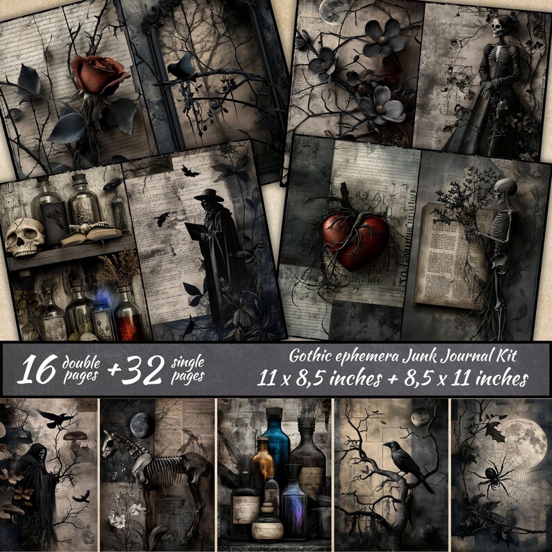 Spooky Forest Junk Journal Kit, Scrapbook Paper, Digital Paper ...