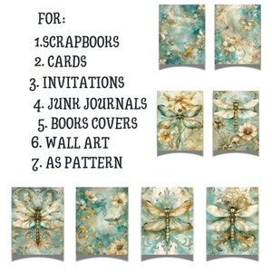 Dragonfly Junk Journal Bundle, Paper Craft, Collage Sheet 11 X 8.5 ...