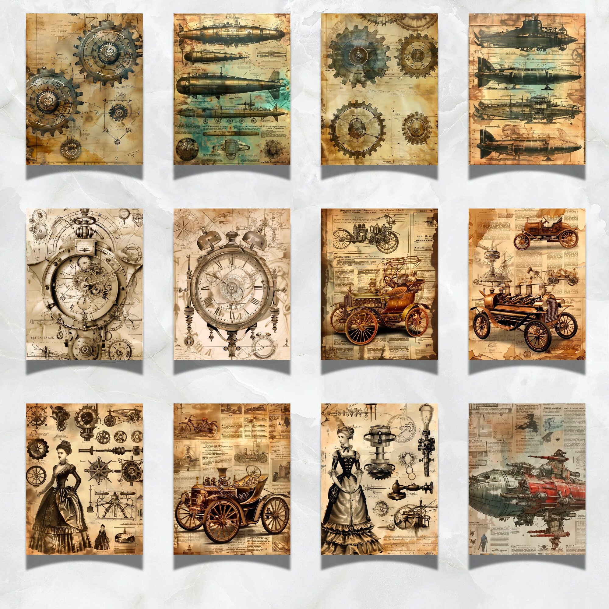 Industrial Grunge Junk Journal Kit, Steampunk Mixed Media, Steampunk ...