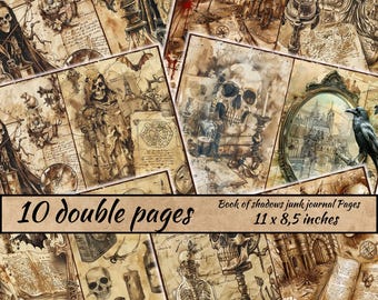 Book of shadows junk journal Pages, scrapbooking, mystical, Witch Journal, Scrapbook Kit, Journaling Supplies, Dark Gothic Junk Journal Kit