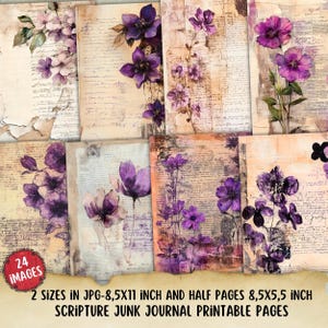 Scripture Junk Journal Druckbare Seiten, Grunge Papier, rustikale druckbare Papiere, Kalligraphie Schrift, Scrapbook Kit, Collage Sheet, Collage Sheet