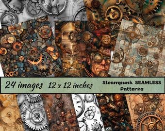 Steampunk SEAMLESS Pattern, Grunge art, Grunge SEAMLESS Pattern, Steampunk Ephemera Commercial Use, Repeating Background, Abstract Steampunk