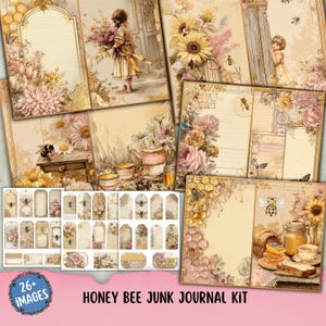 Bee Butterfly Junk Journal Kit, Vintage Summer Flower, Sunflower Printable Ephemera,Honey Bee Scrapbook Collage Sheet,Background Mixed Media