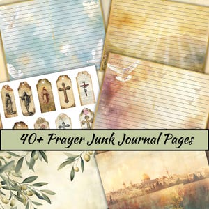 Gebedsafval dagboekpagina's, christelijke plakboekkit, schrift, kortstondige, devotional, geloofskaarten, afdrukbaar bijbelpapier, collage, notitieboekje