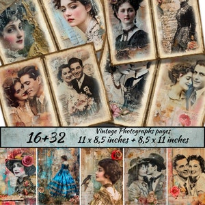 Pacote de fotografias vintage, fotos antigas efêmeras, memórias vintage, fotos antigas, retratos retrô, kit de diário de lixo para impressão, fotografias antigas