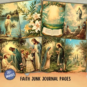 Glaube Junk Journal Seiten, Christian Journal, Junk Journal Kit, Printable Scrapbook Jesus Journal Lieferungen Göttliche Collage Blatt Bibel Journal