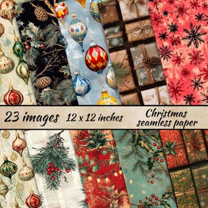 Christmas  seamless paper, Vintage Christmas wrapping paper, Christmas seamless patterns, Winter Holiday Seamless Pattern, scrapbook paper