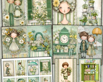 Spring Junk Journal Kit, Whimsical Garden Collage Sheets, Botanical Ephemera (Digital Download)