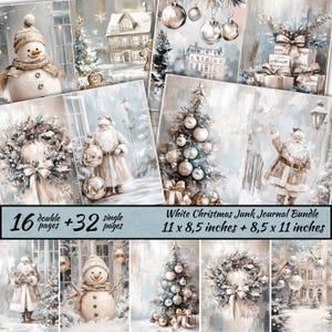 Christmas Junk Journal-bundel, vintage kerstjournaalpapier, kaarten maken, afdrukbare vakantie junk Journal Kit, kerst kieskeurige snitten