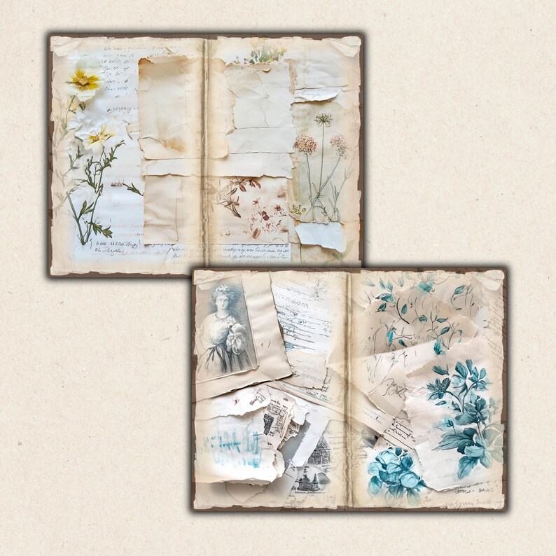 Vintage Floral Junk Journal Folio Kit Shabby Chic Junk Journal 