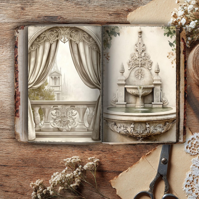 Gothic Garden Junk Journal Kit, Digital Scrapbook Pages, Printable ...