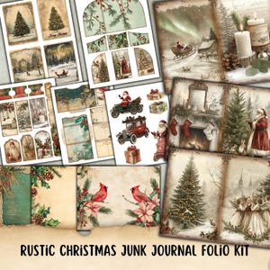 Digital Christmas Folio Kit, Christmas junk journal kit, Card, Tag, Ephemera Card making, Printable Holiday Junk Journal,Christmas Fussy Cut