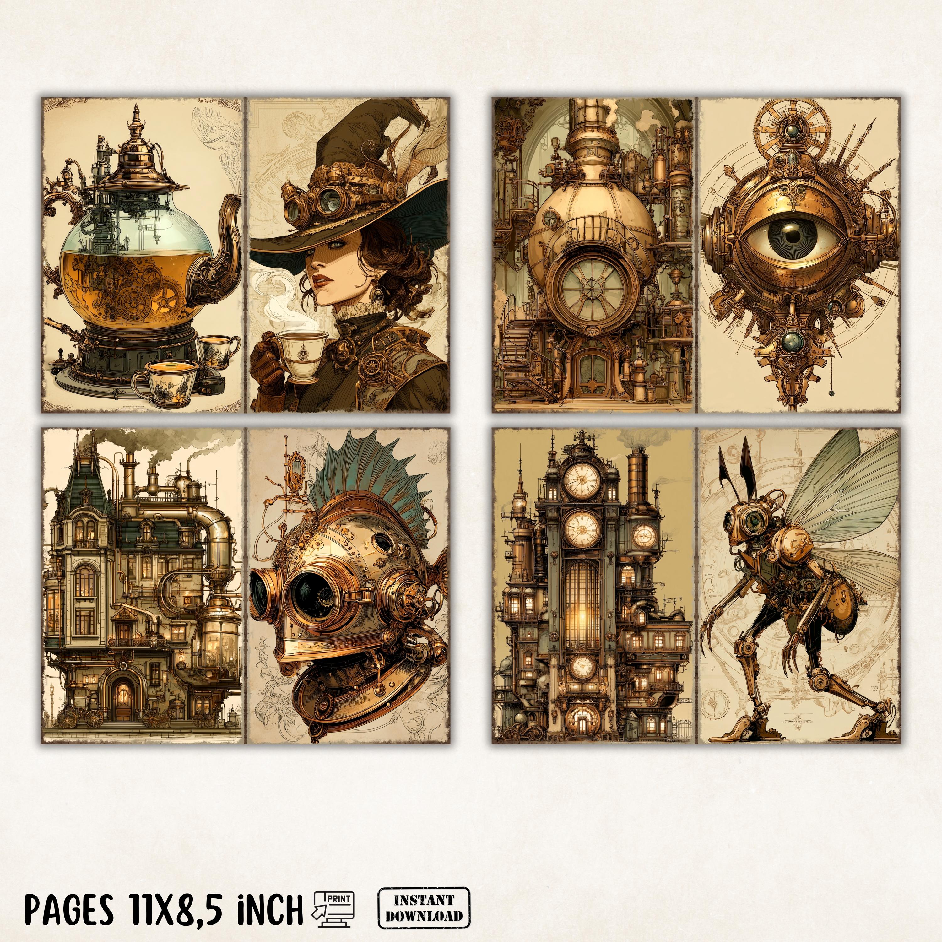 Vintage Steampunk Junk Journal Kit, Mechanical Scrapbook Kit, Vintage ...