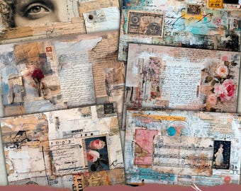 Rustieke ongewenste dagboekpagina's, papier voor gemengde media, vintage efemere noodlijdende grungepapier, collage plakboek kit, grootboekachtergrond, shabby chic