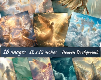 Heaven Digital background, digital backdrop angel wings, heaven background, Blue Sunset Memorial In Loving Memory, Heaven Stair Steps & Gate