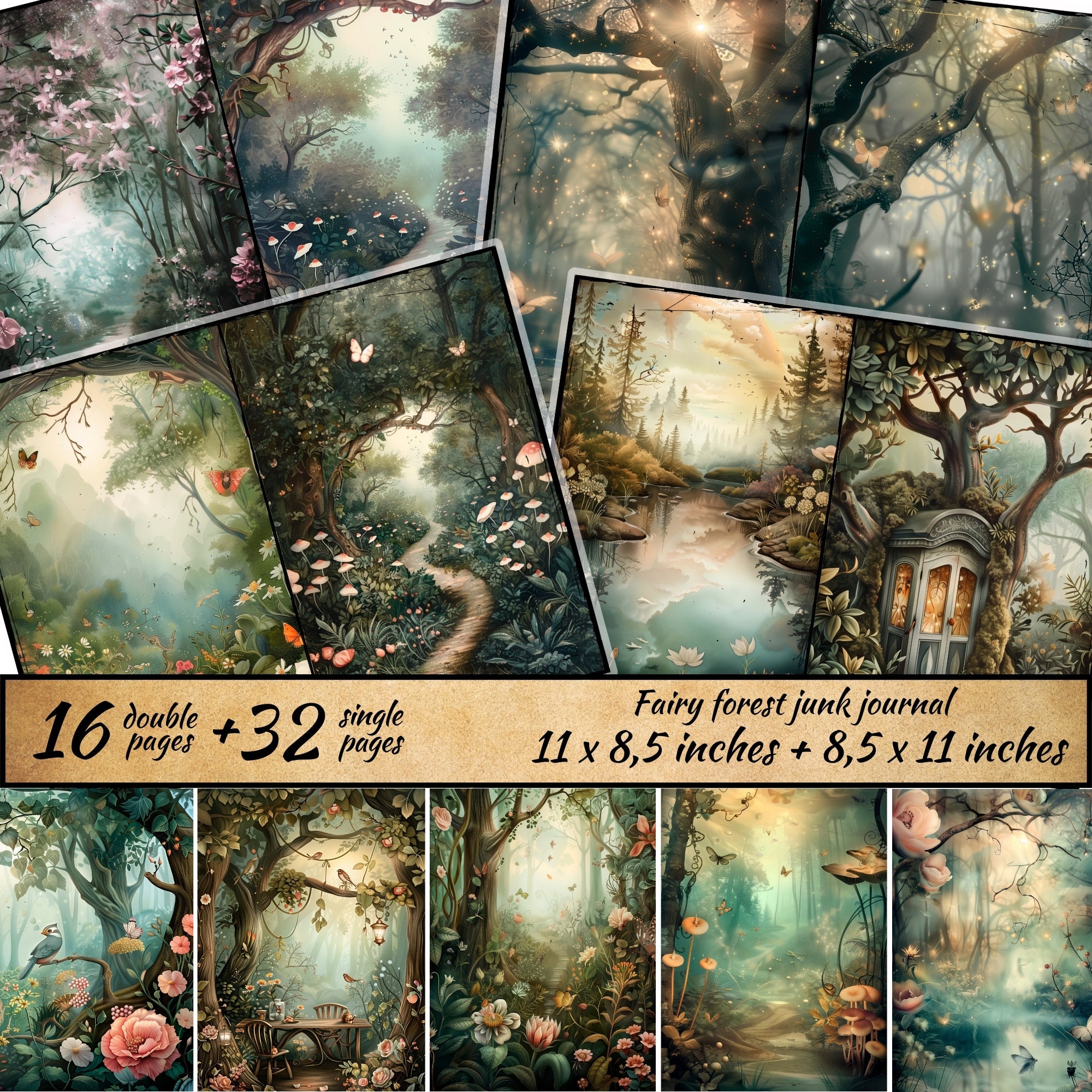 Fairy Forest Junk Journal Bundle, Instant Download, Digital Scrapbook ...