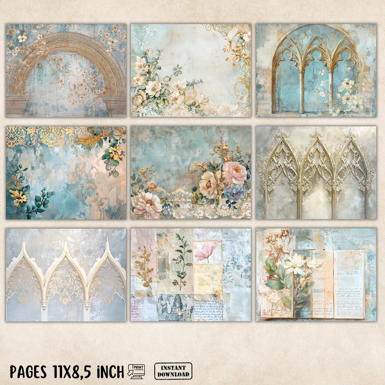 Vintage Printable Junk Journal Pages, Ledger Paper Journal Background ...