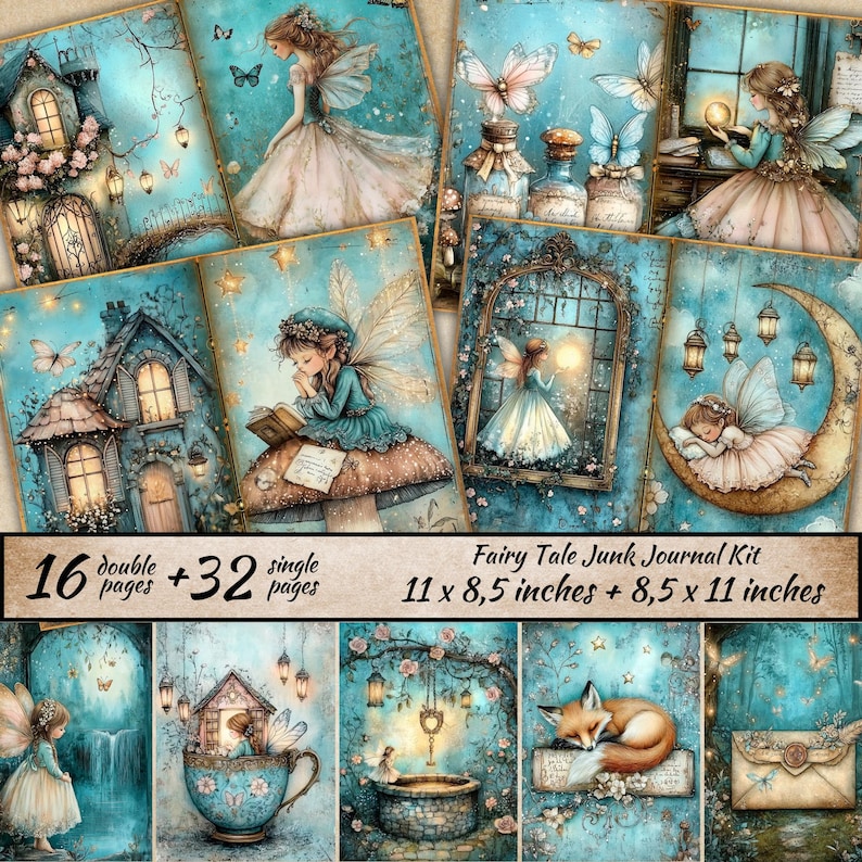 Fairy Tale Junk Journal Kit, Enchanted Junk Journal Page, Scrapbooking ...