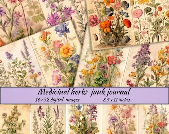 Herbal Junk Journal Kit: Vintage Botanical Ephemera (PDF Download)