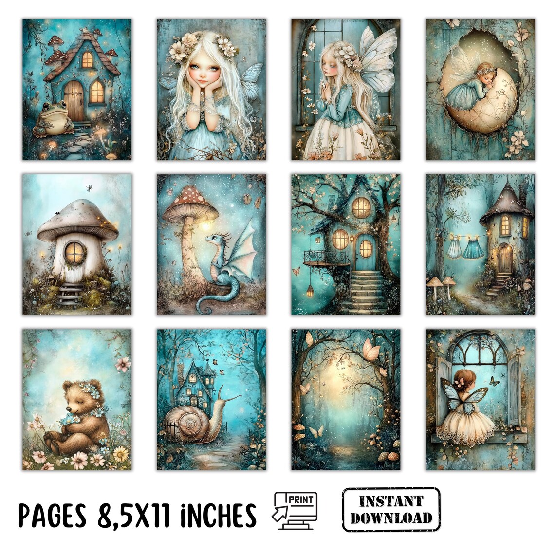 Fairies Junk Journal Kit, Enchanted Junk Journal Page, Scrapbooking ...