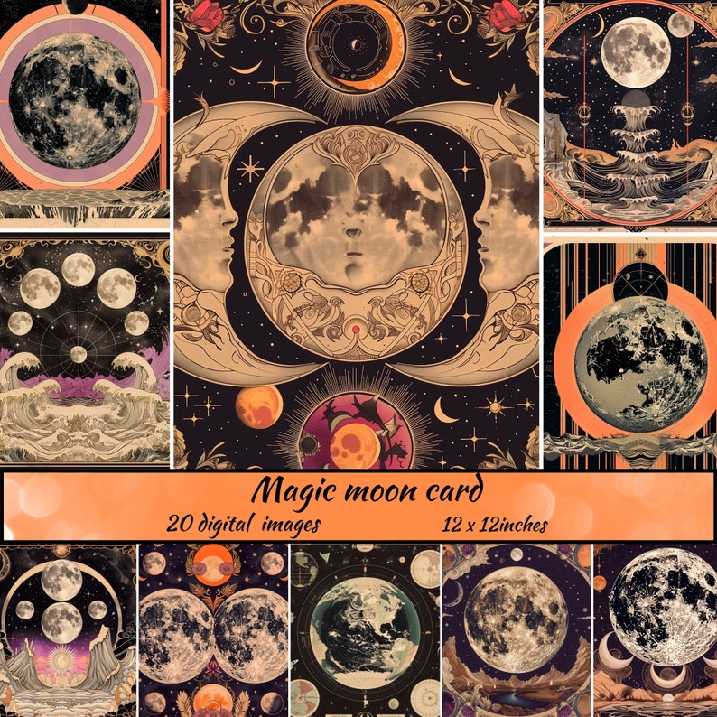 Magic Moon Digital Paper, Download Magic Moon Printable Scrapbook Paper ...