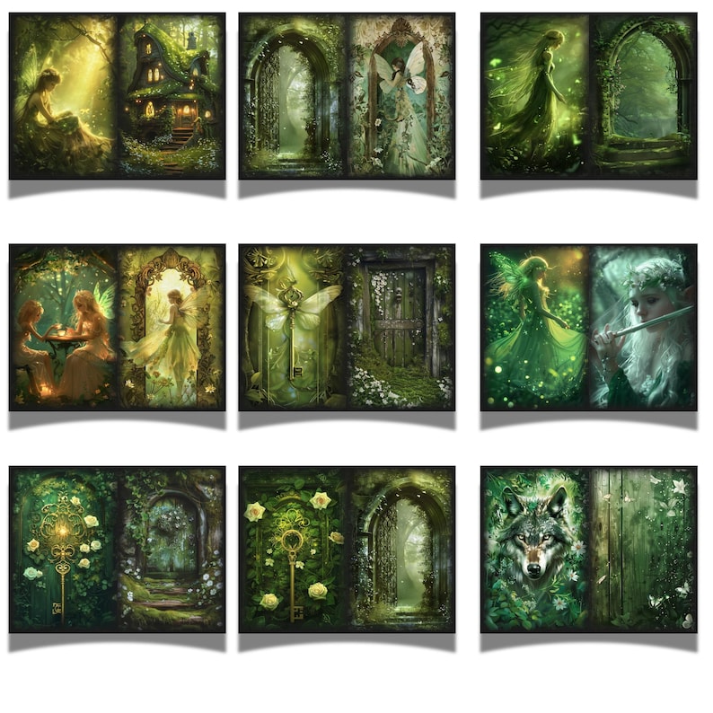 Fairy Junk Journal Folio Kit, Mystic Forest Pages for Scrapbook
