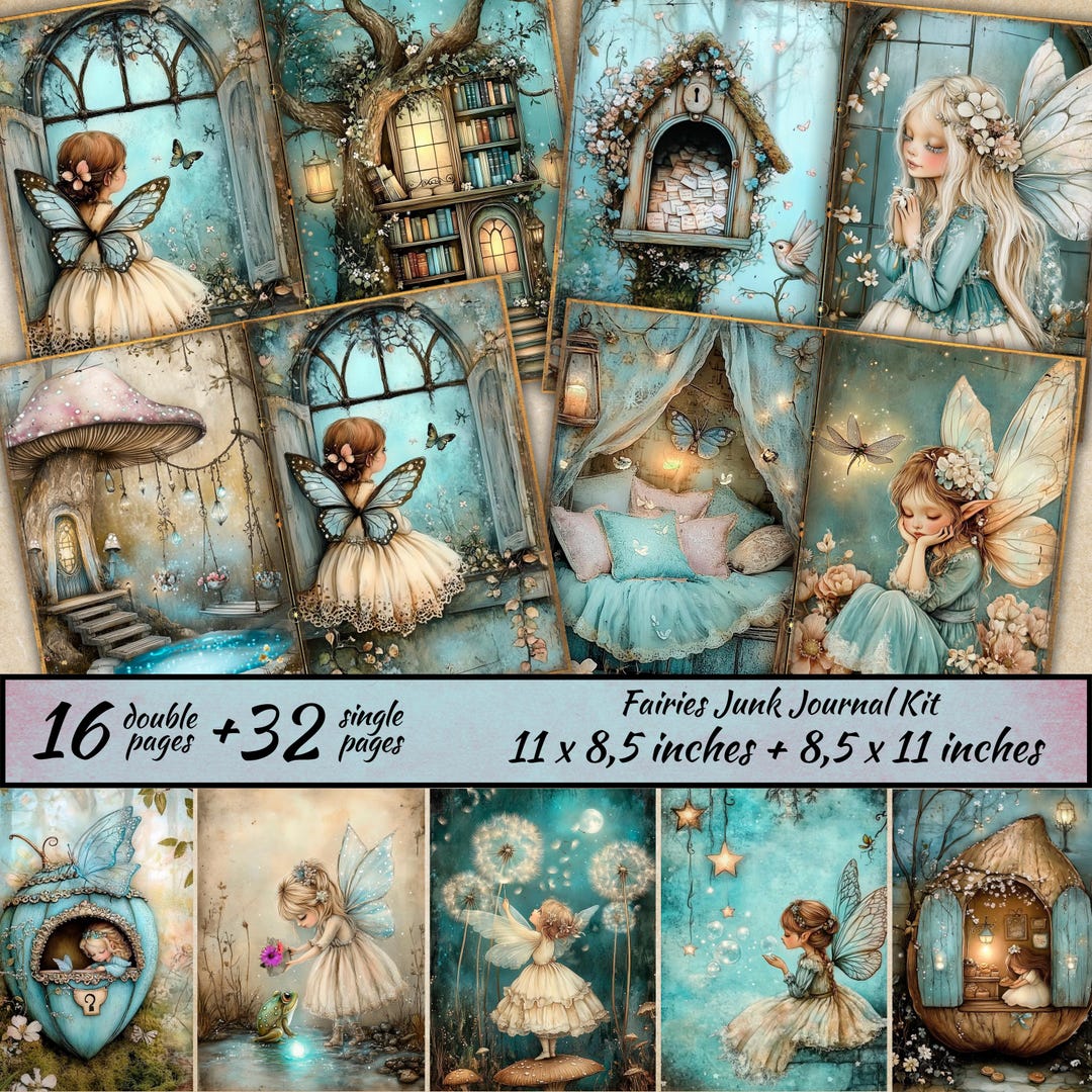 Fairies Junk Journal Kit, Enchanted Junk Journal Page, Scrapbooking ...