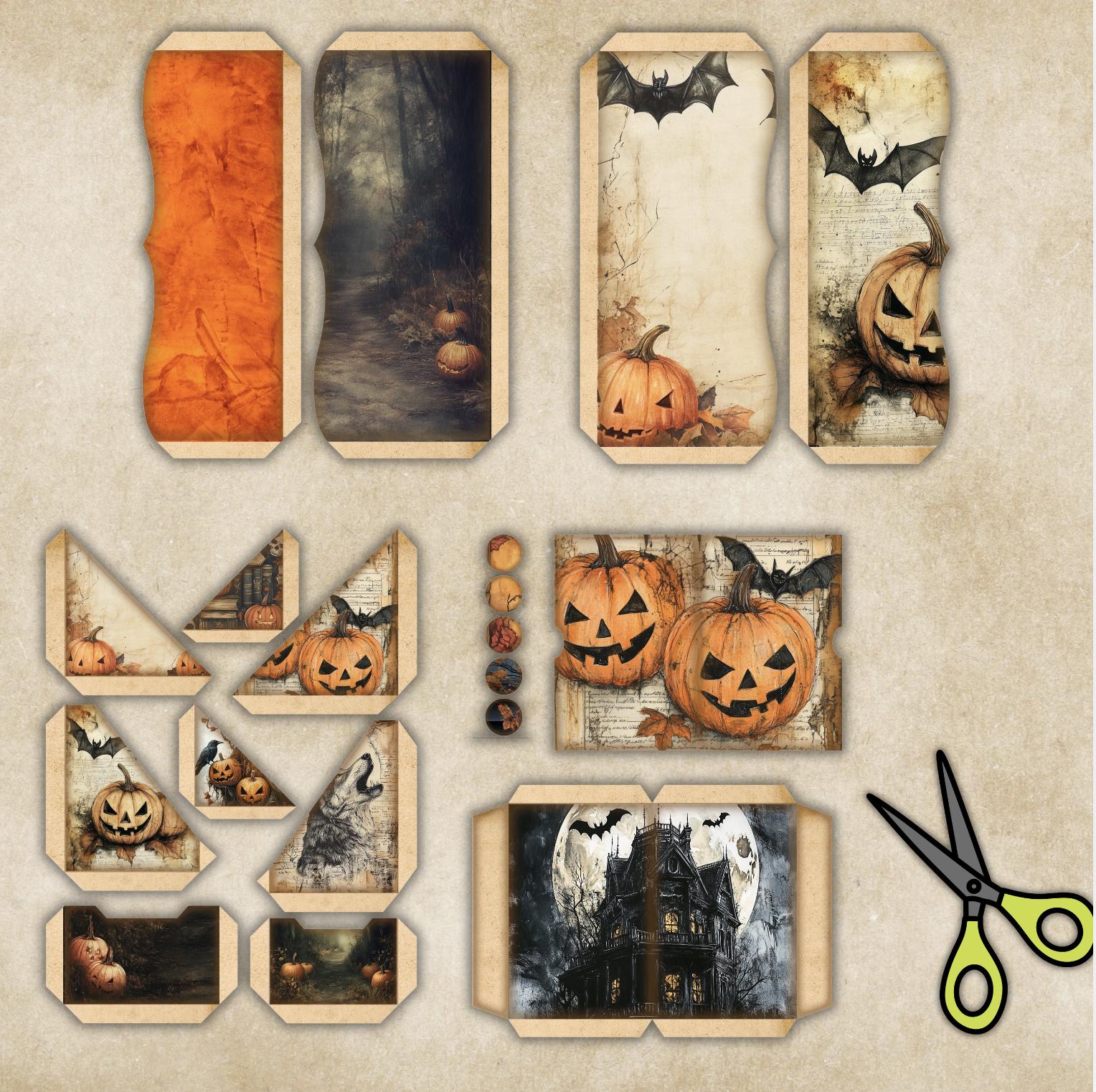 Halloween Junk Journal Folio Kit, Retro Halloween Journal,autumn Junk ...