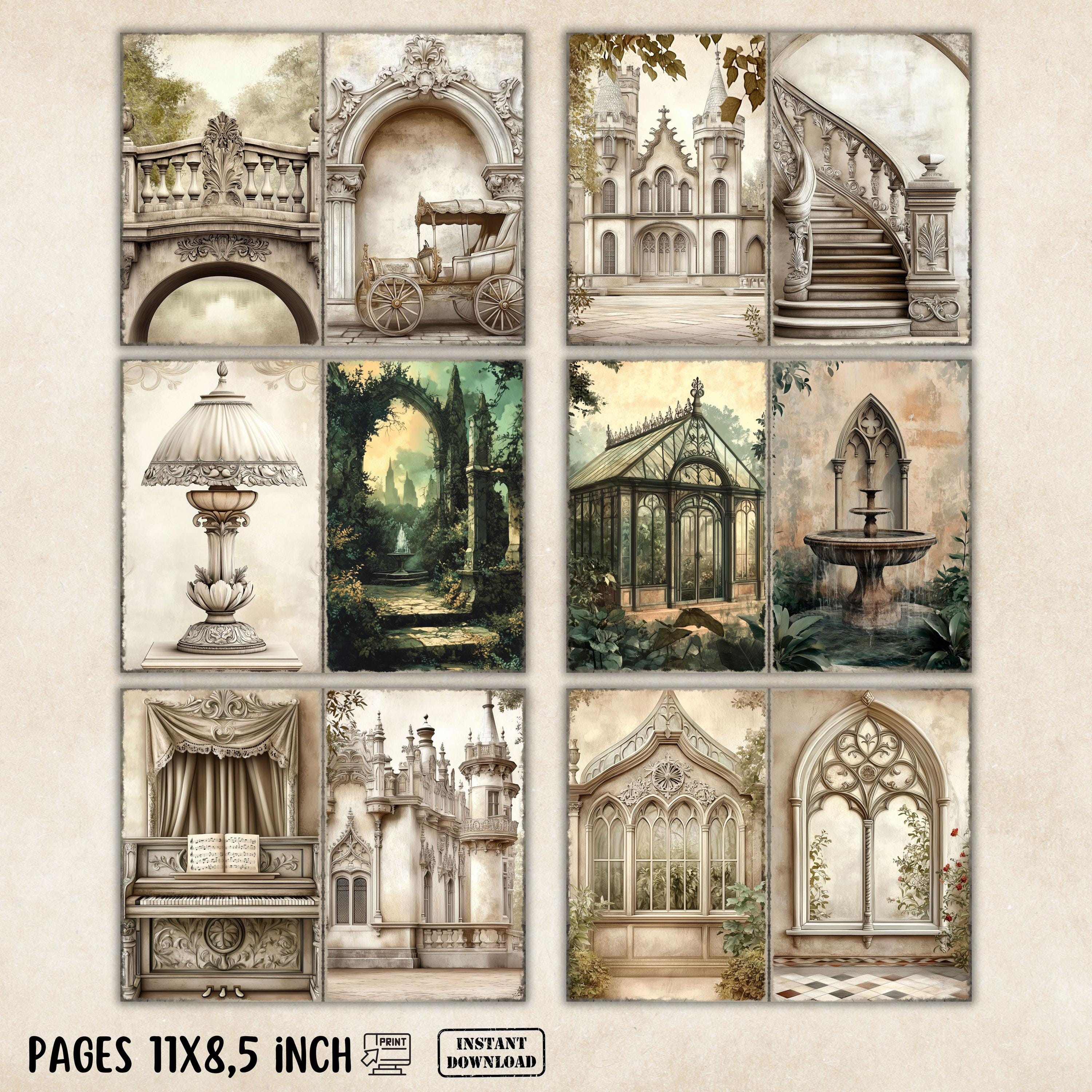 Gothic Garden Junk Journal Kit, Digital Scrapbook Pages, Printable ...