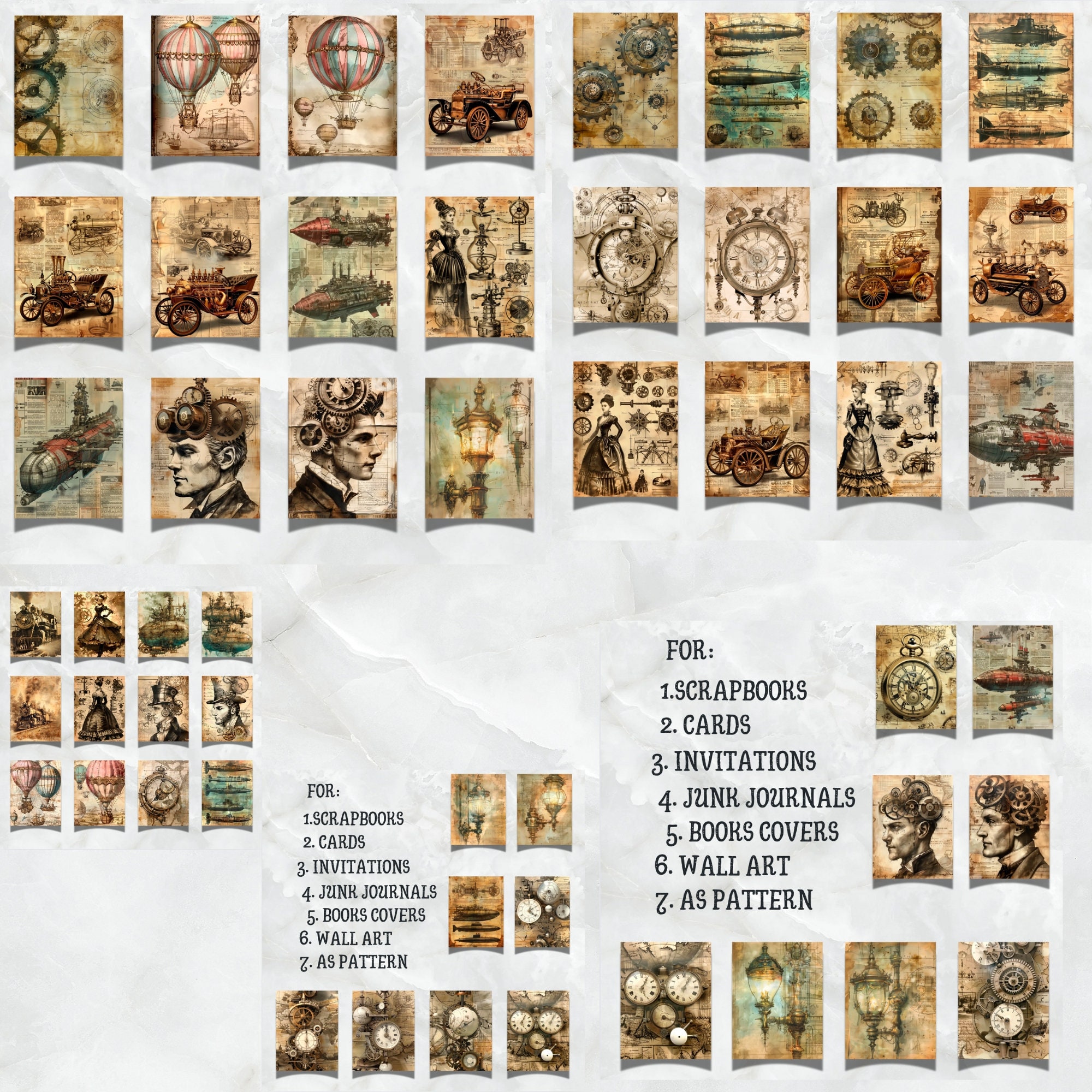 Big Bundle Steampunk Journal Pages, Steampunk Ephemera, Grunge Art ...