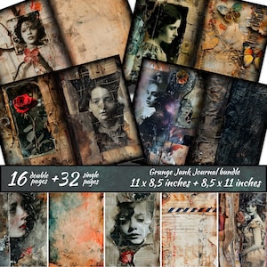 Bundel met grunge-junkdagboek, herinneringenpagina's, noodlijdende pagina's, vintage ephemera, scrapbooking, kaarten maken, pagina's met noodlijdende ongewenste dagboeken