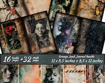 Printable Grunge Junk Journal pages, Faded Memories pager, Old Stained Paper, Vintage Ephemera, Scrapbook kit, Card Making, Collage sheet