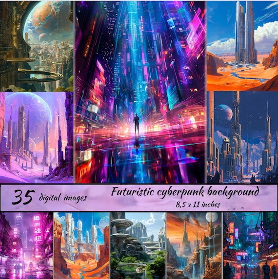 Futuristic cyberpunk background, Cyberpunk Wall Art, Futurism Art Background, cyberpunk art print, fantasy AI backdrop, Futurism Wall Art