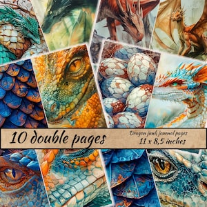 Dragons Junk Journal Pages,Fantasy Collage Printables, Fantasy Kit, Dragon Junk Journal Paper, Dragons Digital Junk Journal, Ephemera