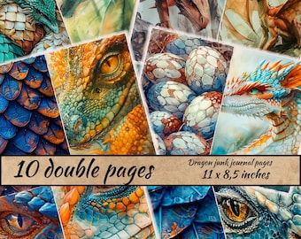 Dragons Junk Journal Pages,Fantasy Collage Printables, Fantasy Kit, Dragon Junk Journal Paper, Dragons Digital Junk Journal, Ephemera