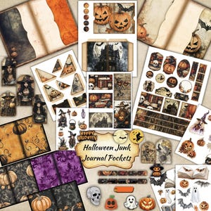 Halloween Junk Journal Folio Kit, Retro Halloween Journal,Autumn Junk Journal, Creepy Junk Journal,Vintage Halloween Ephemera, Spooky Season