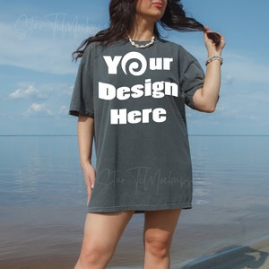 Pepper Comfort Colors tshirt mockup Beach shirt 1717 mockup Aesthetic model mockup