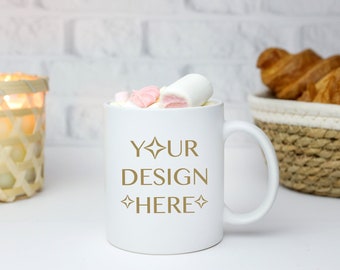 Maquette de tasse à café en céramique blanche 11 oz