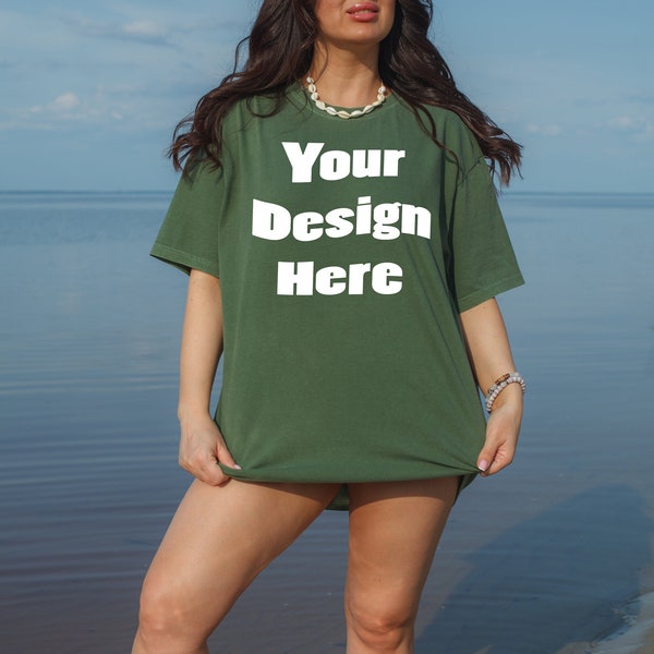 Comfort Colors C1717 Hemp mockup Oversized tshirt mockup Trendy real model mock Beach