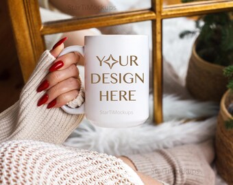 Coffee mug mockup 15 oz Christmas mug mock up Ceramic cup mockup