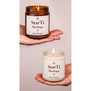 Soy candle mockup Amber candle mock-up Real 9 oz Printify candle jar mock ups Lumient