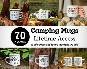 Enamel Camping mug mockup bundle 12oz Coffee mugs mockups Outdoor mug mock ups All Access Pass