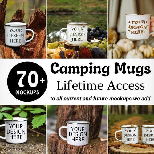 Enamel Camping mug mockup bundle 12oz Coffee mugs mockups Outdoor mug mock ups All Access Pass